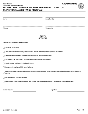 Illinois Transitional Assistance Employability Status Request