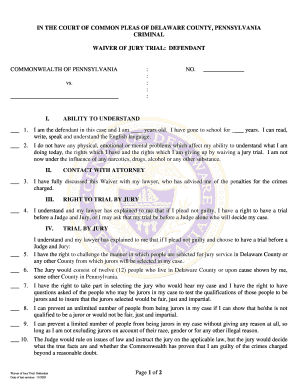 Waiver of Jury Trial Form