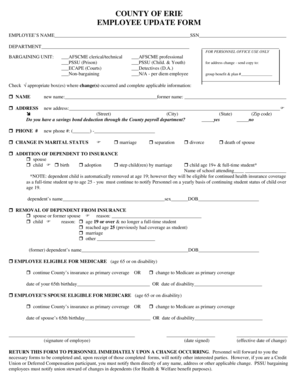 County of Erie Employee Update Form