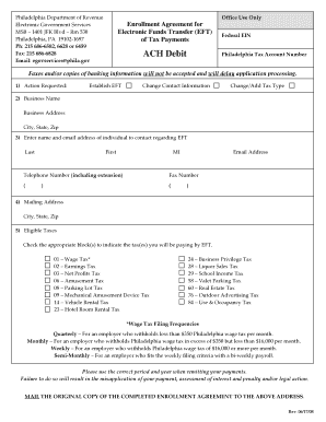 Philadelphia EFT Enrollment Agreement