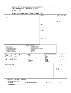 Knoxville Neurology Clinic Consult Form