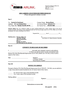 Air Carrier Records Request Form