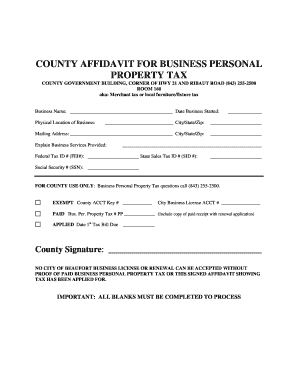 County Business Personal Property Tax Affidavit