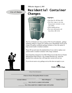City of Chester Residential Container Form