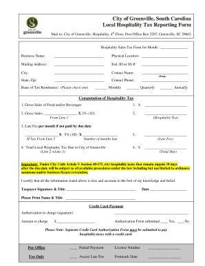 Greenville Hospitality Tax Form