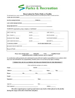 Park Facility Reservation Form