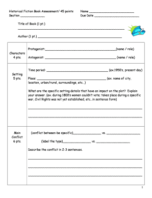 Historical Fiction Book Assessment Form