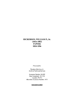 William P Hickerson, Sr , Papers, 1820-1896 - State of Tennessee