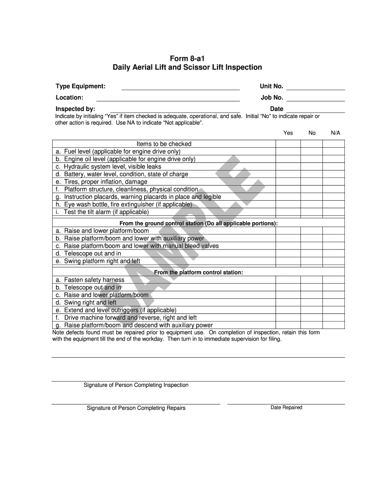 Scissor Lift Inspection Form Pdf Fill Online, Printable, Fillable