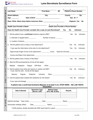 Lyme Borreliosis Surveillance Form