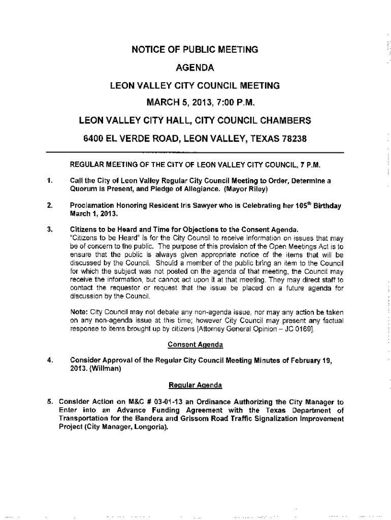 Citizens To Be Heard - Welcome to Leon Valley Preview on Page 1