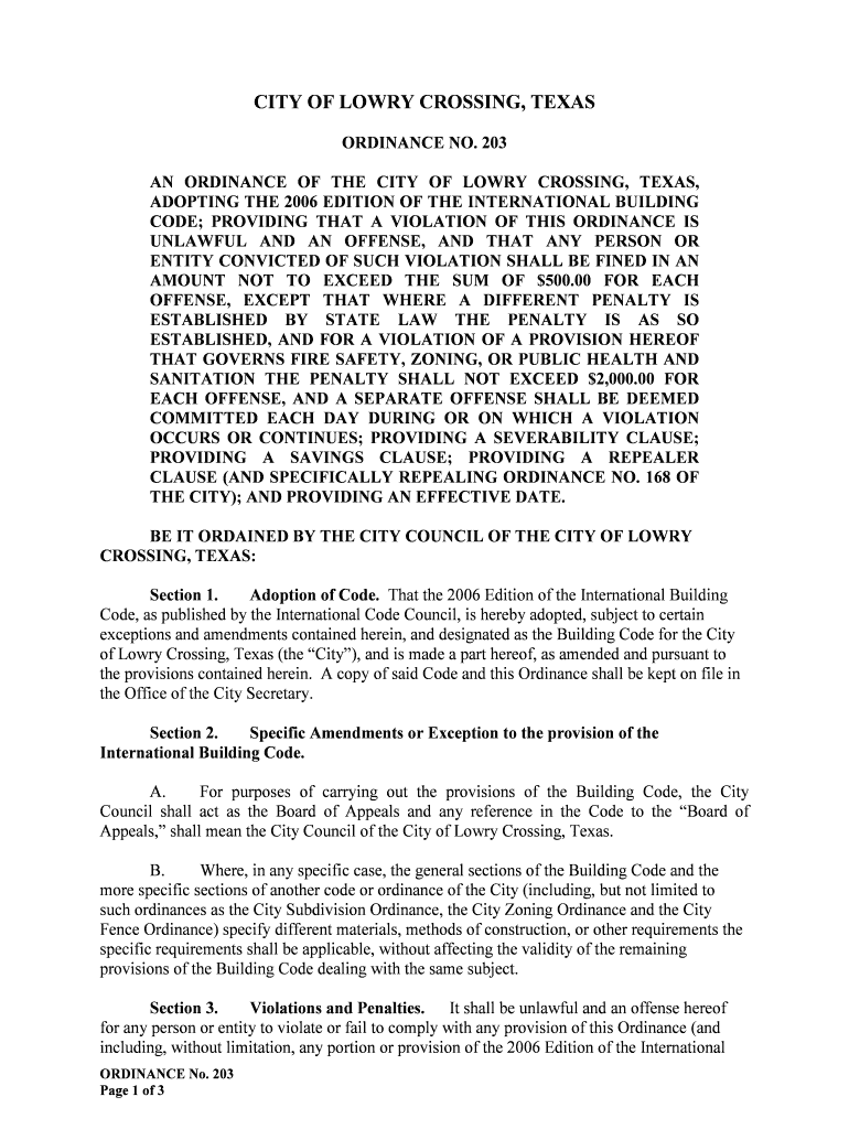 CITY OF LOWRY CROSSING, TEXAS Preview on Page 1