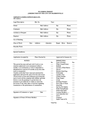 CITY OF MADISONVILLE APPLICATION FOR BUILDING PERMIT