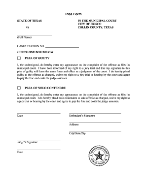 Texas Plea Form