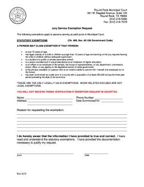Jury Service Exemption Request