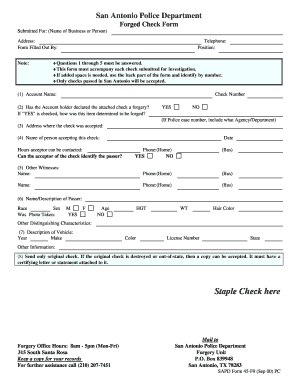 San Antonio Forged Check Form