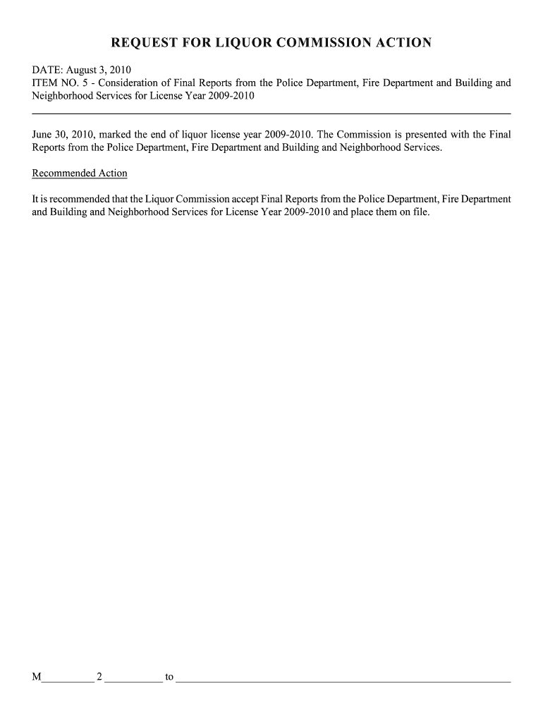 REQUEST FOR LIQUOR COMMISSION ACTION Preview on Page 1