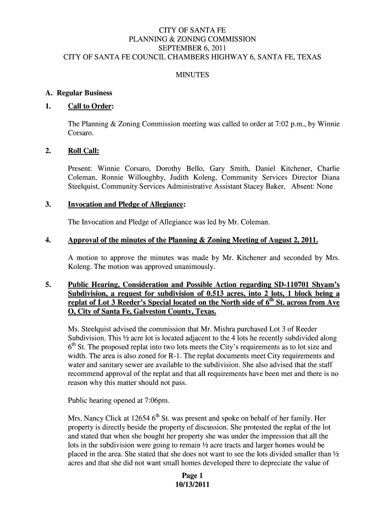 M - Sep 6, 2011 - Santa Fe, Texas Preview on Page 1