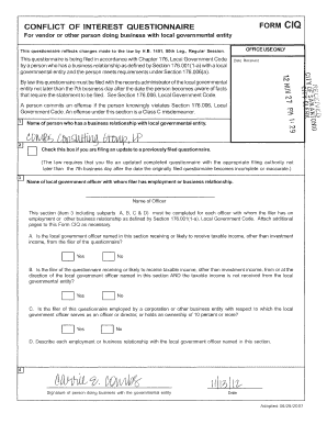 This questionnaire is being filed in accordance with Chapter 176, Local Government Code - sanantonio