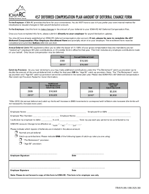 457 Deferred Compensation Plan Amount Deferral Change Form