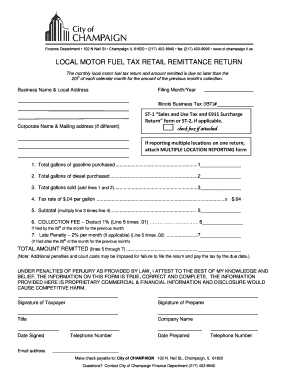 Local Motor Fuel Tax Retail Remittance Return