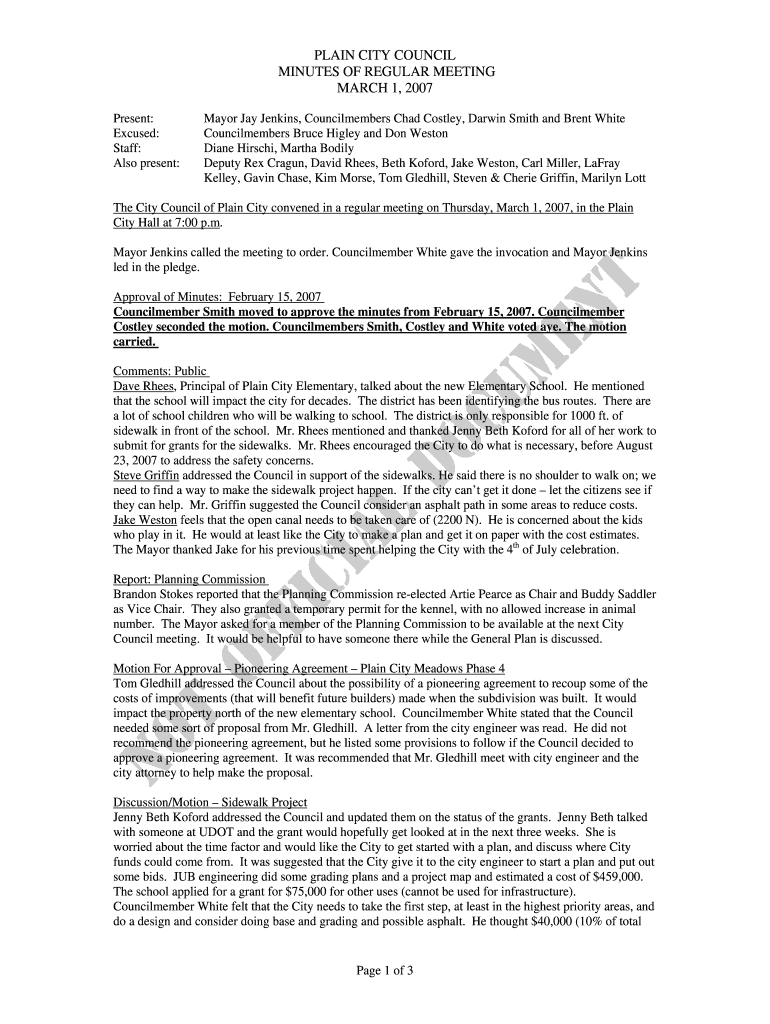 Table of Contents - Plain City Preview on Page 1