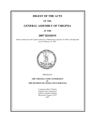 DIGEST OF THE ACTS GENERAL ASSEMBLY OF VIRGINIA 2007
