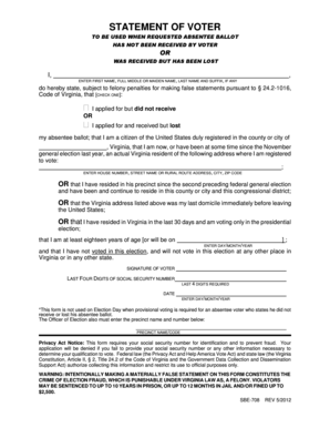 Virginia Absentee Ballot Statement