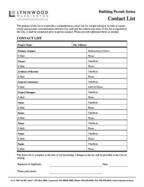 Building Permit Contact List