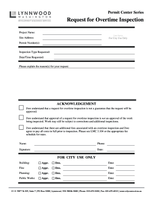 Request for Overtime Inspection