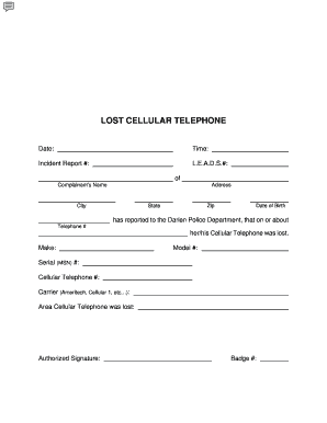 Lost Cellular Telephone Report