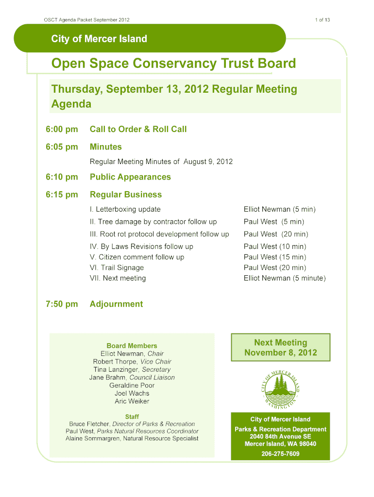OSCT Agenda Packet September 2012pdf - City of Mercer Island - mercergov Preview on Page 1