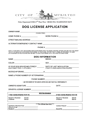Dog License Application