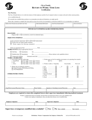 Seattle Return to Work Certification