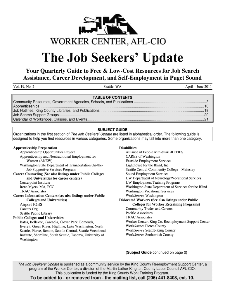 The Job Seekers Update Preview on Page 1