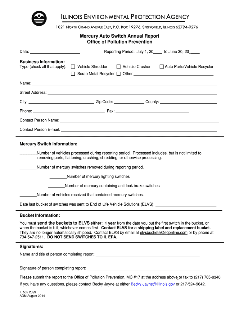 Annual report form - Illinois Environmental Protection Agency Preview on Page 1