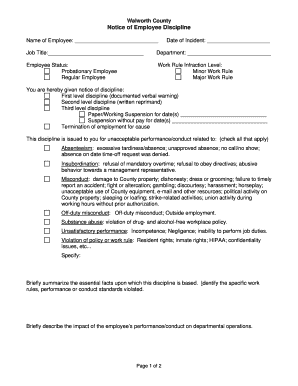 Discipline Notice of - Walworth County - co walworth wi