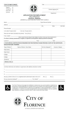 City of Florence Employment Application