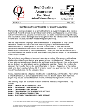 Beef Quality Assurance Record Forms