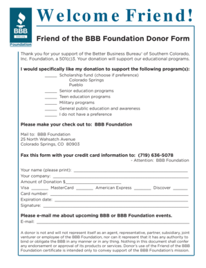 BBB Foundation Donor Form