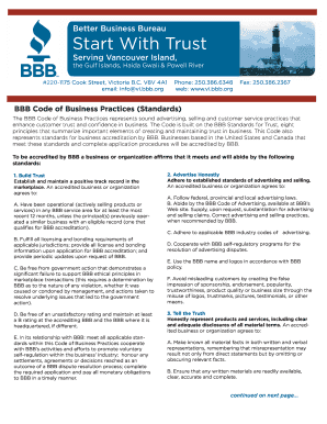 BBB Code of Business Practices