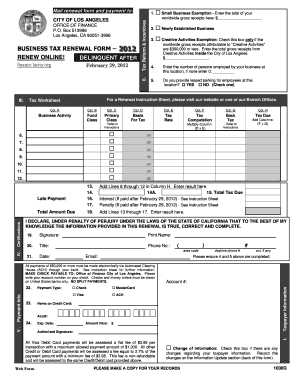 City of Los Angeles Business Tax Renewal Form