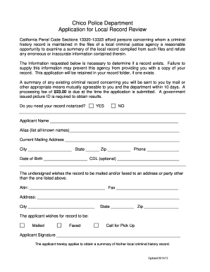 Chico Police Department Application for Local ... - City of Chico