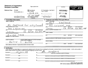 California Statement of Organization Form 410