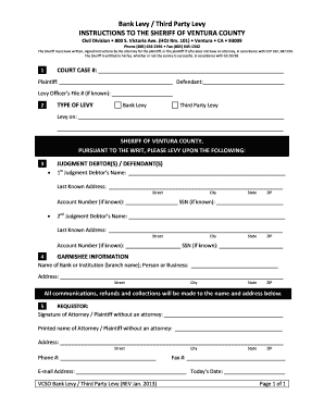 Sheriff levy forms