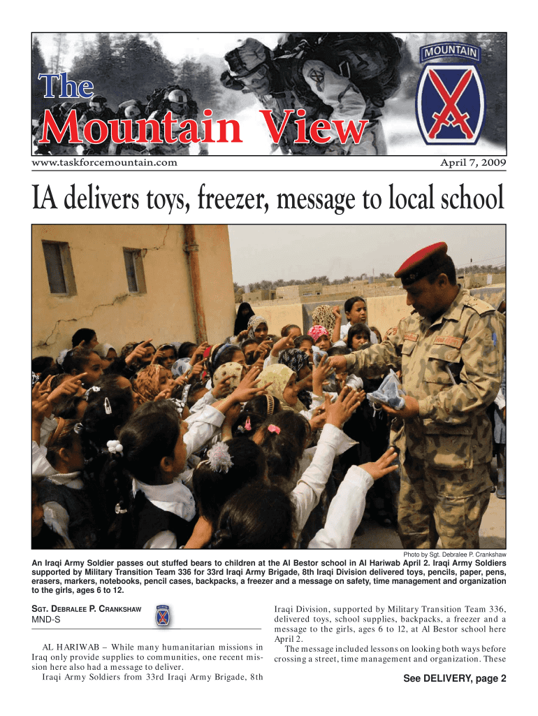 IA delivers toys, freezer, message to local school Preview on Page 1