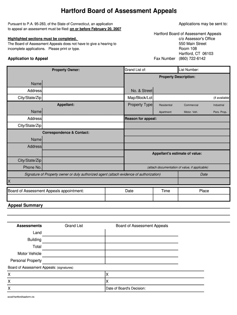 hartford board assessment appeals Preview on Page 1.