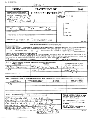 Florida Financial Interest Statement Form 1