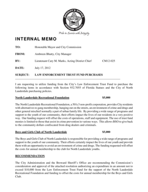 INTERNAL MEMO