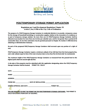 POD Temporary Storage Permit Application